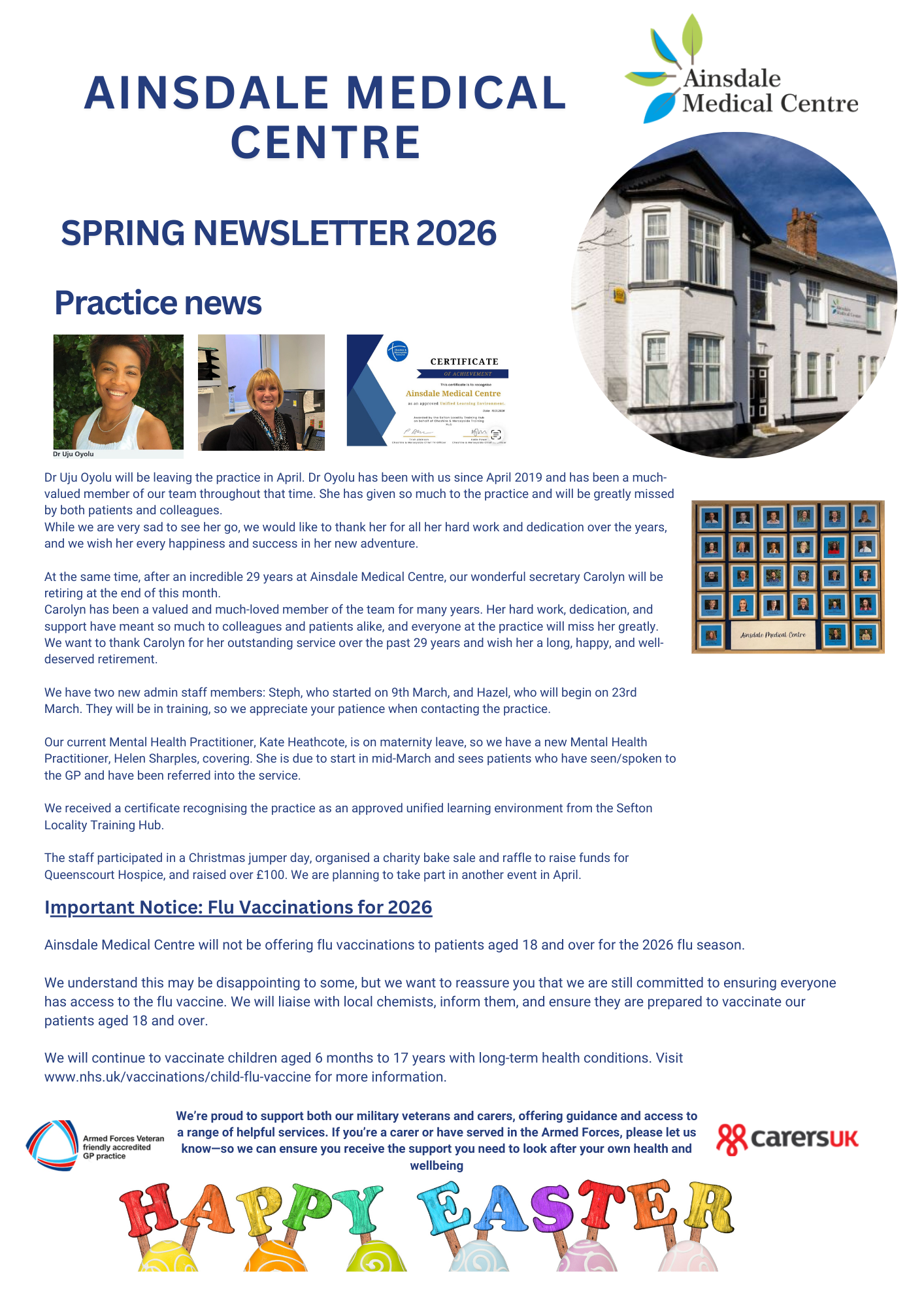 Ainsdale Medical Centre Spring 2026 Newsletter